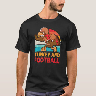 Thanksgiving Turkey and Football Retro Vintage Men T-Shirt