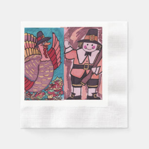 THANKSGIVING TURKEY AND PILGRAM napkins