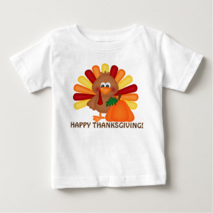 Thanksgiving turkey and pumpkin baby t-shirt