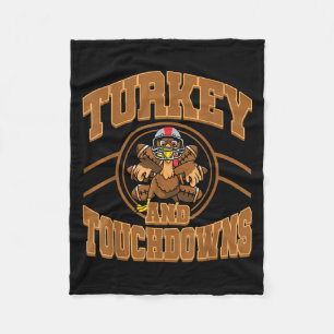 Thanksgiving Turkey And Touchdowns Football Fall M Fleece Blanket
