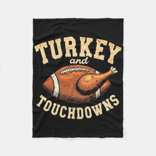 Thanksgiving Turkey And Touchdowns Football Men Bo Fleece Blanket