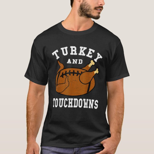 Thanksgiving Turkey And Touchdowns Football Men Ki T-Shirt (Front)