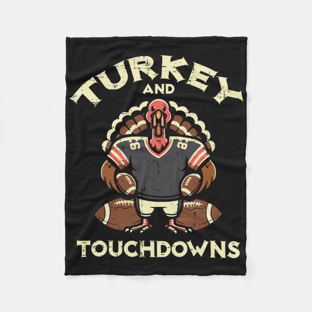 Thanksgiving Turkey And Touchdowns Footbyll Men Bo Fleece Blanket (Front)