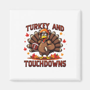 Thanksgiving Turkey And Touchdowns Footll Player 1 Magnet