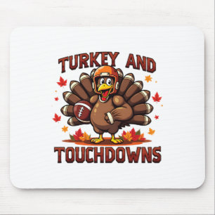 Thanksgiving Turkey And Touchdowns Footll Player 1 Mouse Pad
