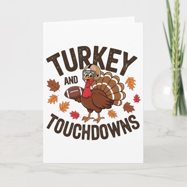 Thanksgiving Turkey And Touchdowns Footll Player 3 Card (Front)