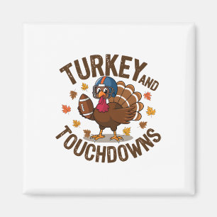 Thanksgiving Turkey And Touchdowns Footll Player 4 Magnet