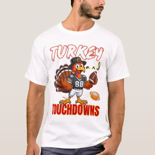 Thanksgiving Turkey And Touchdowns Funny Footll Lo T-Shirt