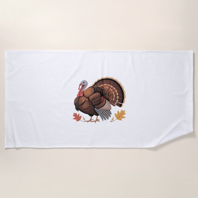 Thanksgiving Turkey – Autumn Holiday Classic Class Beach Towel (Front)