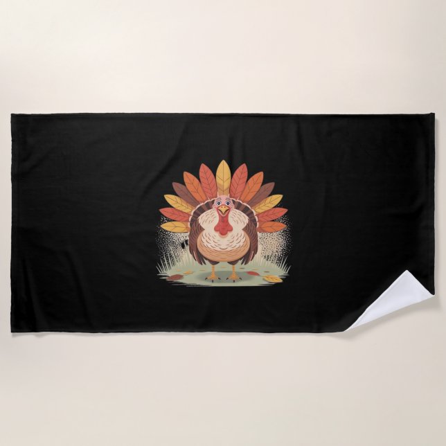 Thanksgiving Turkey – Autumn Holiday Classic Class Beach Towel (Front)