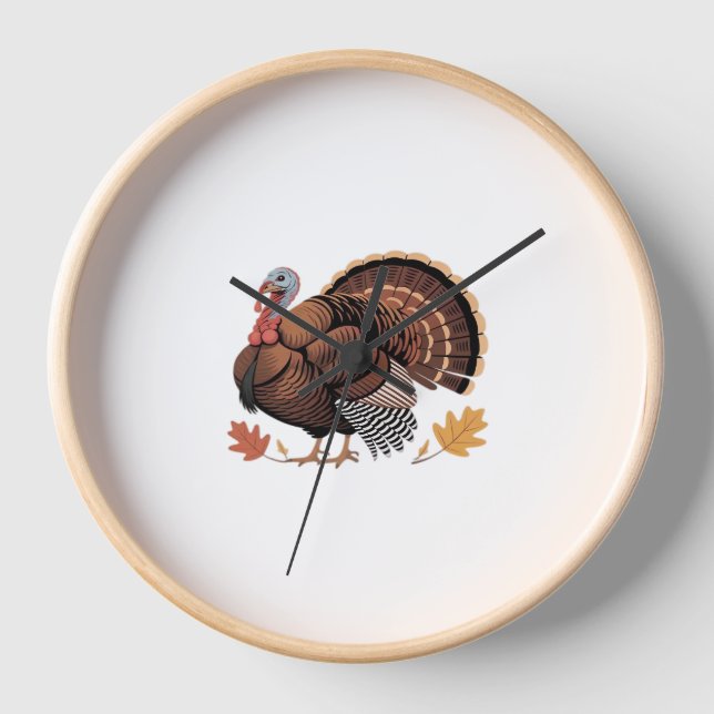 Thanksgiving Turkey – Autumn Holiday Classic Class Clock (Front)