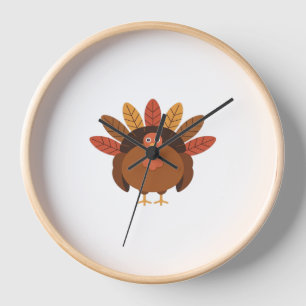 Thanksgiving Turkey – Autumn Holiday Classic Class Clock