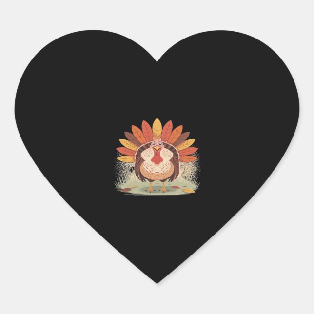 Thanksgiving Turkey – Autumn Holiday Classic Class Heart Sticker (Front)