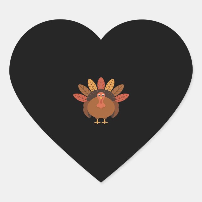 Thanksgiving Turkey – Autumn Holiday Classic Class Heart Sticker (Front)