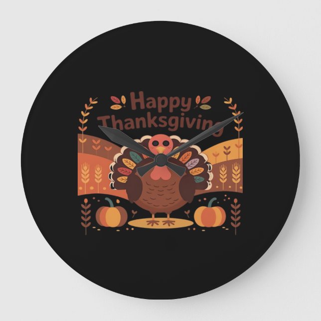 Thanksgiving Turkey – Autumn Holiday Classic Class Large Clock (Front)