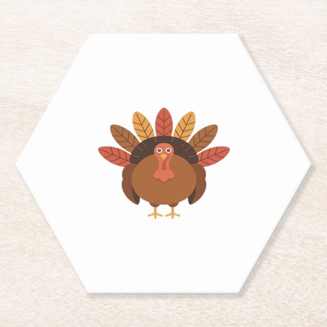 Thanksgiving Turkey – Autumn Holiday Classic Class Paper Coaster (Front)