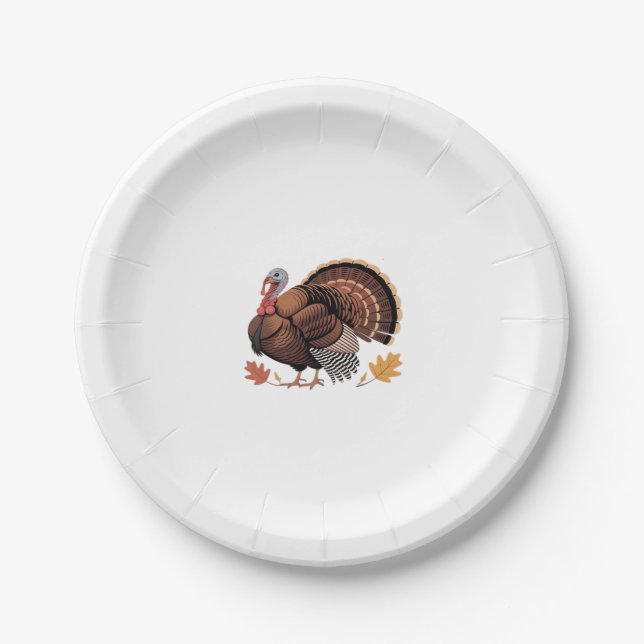 Thanksgiving Turkey – Autumn Holiday Classic Class Paper Plate (Front)