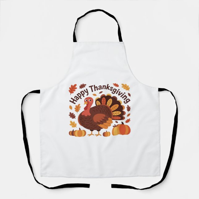 Thanksgiving Turkey – Autumn Holiday Classic Overs Apron (Front)