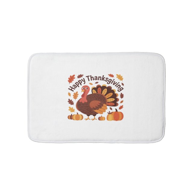 Thanksgiving Turkey – Autumn Holiday Classic Overs Bath Mat (Front)