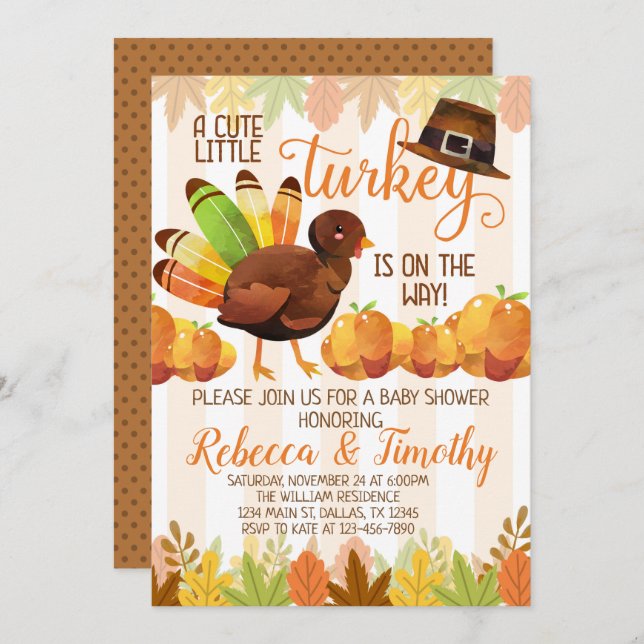 Thanksgiving Turkey Baby Shower Invitation Invite (Front/Back)