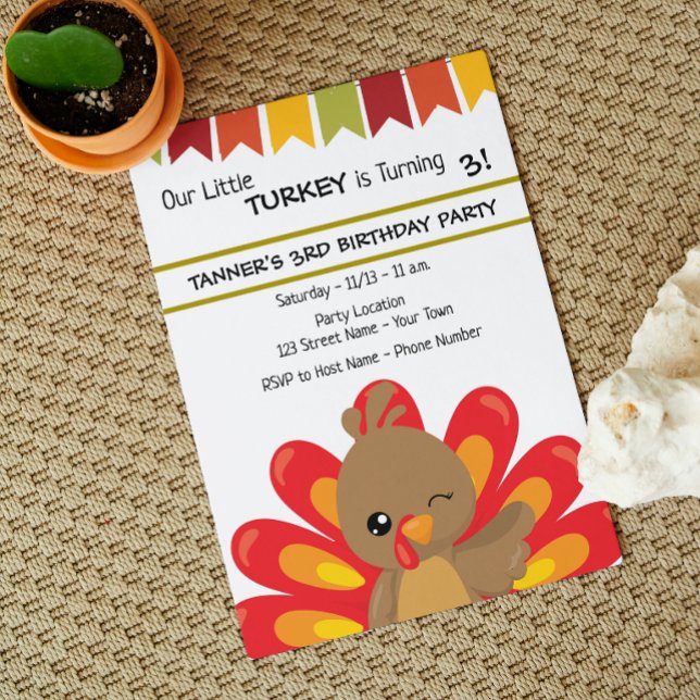 Thanksgiving Turkey Birthday Invitation (Creator Uploaded)
