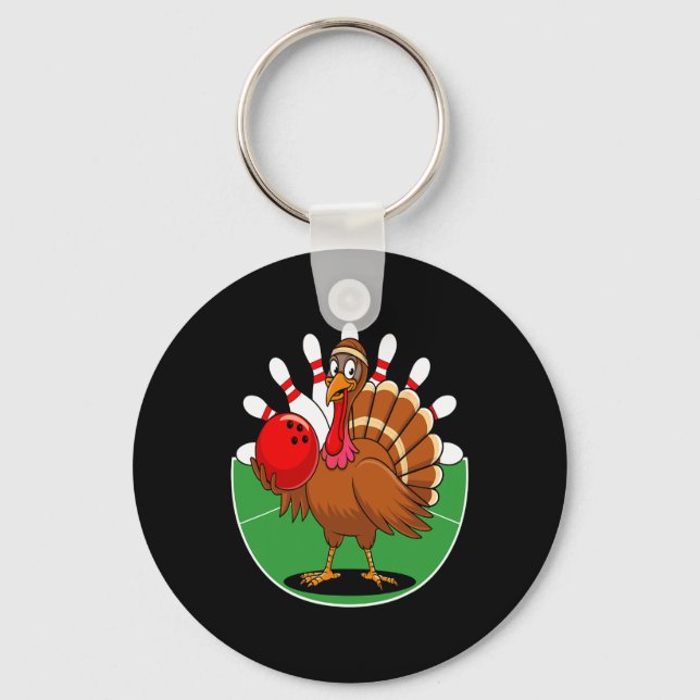 Thanksgiving Turkey Bowling Pin Matching Team 2  Keychain (Front)
