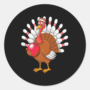Thanksgiving Turkey Bowling Pin Matching Team  Classic Round Sticker