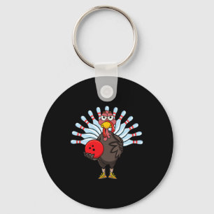 Thanksgiving Turkey Bowling Pin Matching Team Gift Keychain