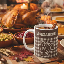 Thanksgiving Turkey Brown & Tan Plaid Name