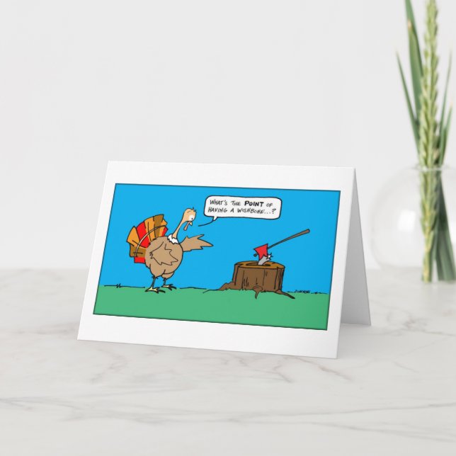Thanksgiving turkey cartoon holiday card (Front)