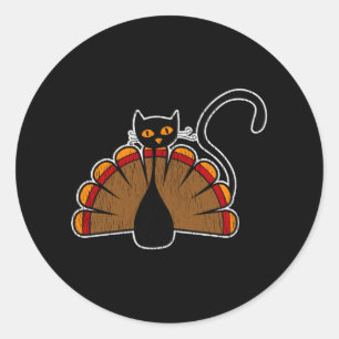 Thanksgiving Turkey Cat Funny Kitty Lover Gift Classic Round Sticker
