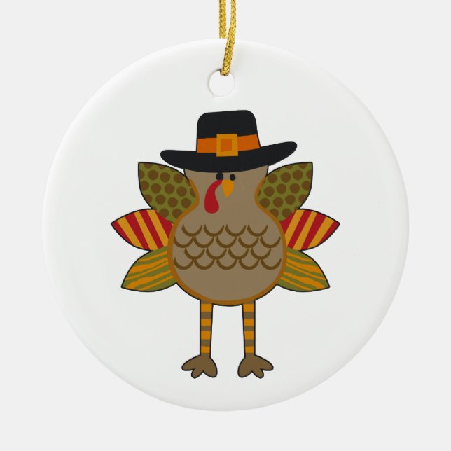 Thanksgiving Turkey Ceramic Ornament (Front)