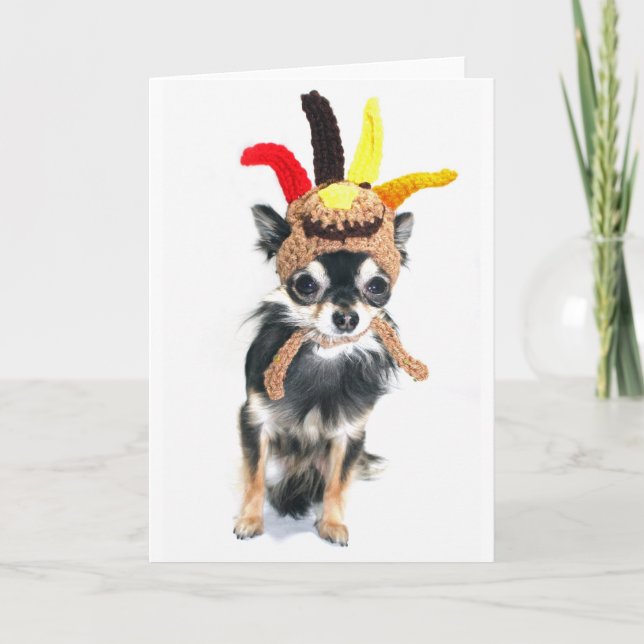 Thanksgiving Turkey Chihuahua Holiday Card (Front)
