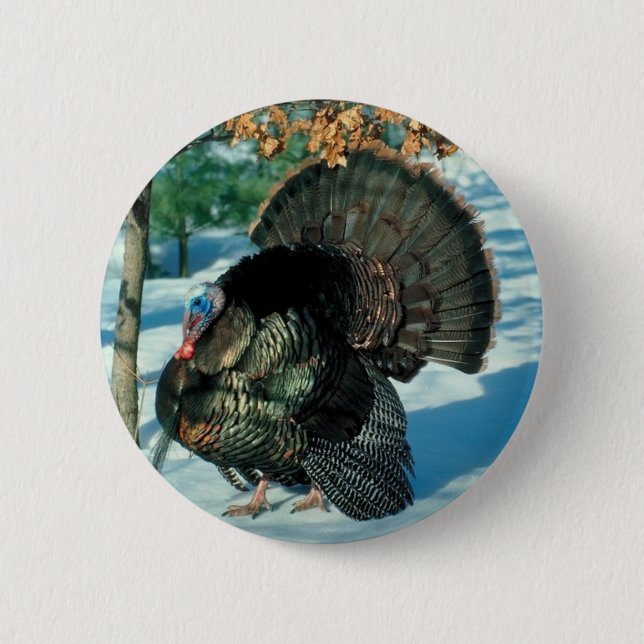 Thanksgiving Turkey Christmas Bird Winter Holidays 2 Inch Round Button (Front)