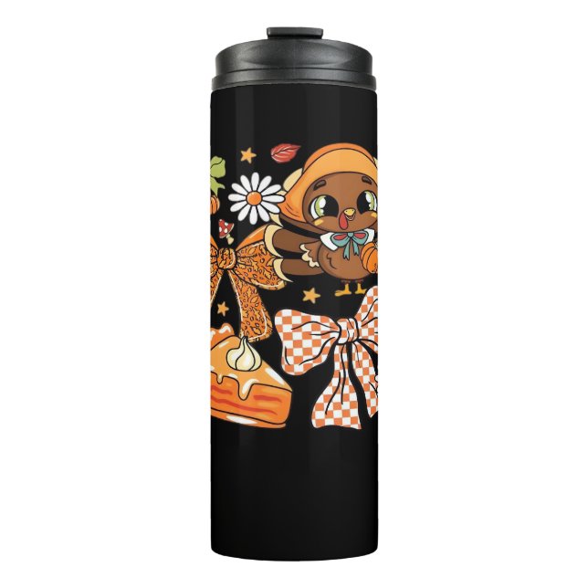 Thanksgiving Turkey Coquette Classic T-Shirt Thermal Tumbler (Front)