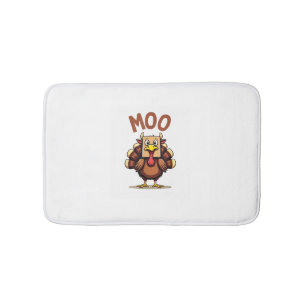 Thanksgiving Turkey cow moo Funny Men Women Thanks Bath Mat