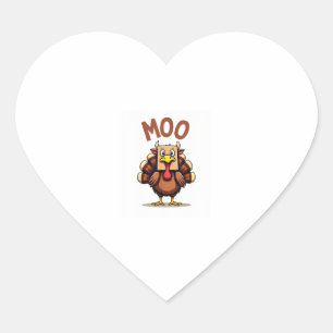 Thanksgiving Turkey cow moo Funny Men Women Thanks Heart Sticker