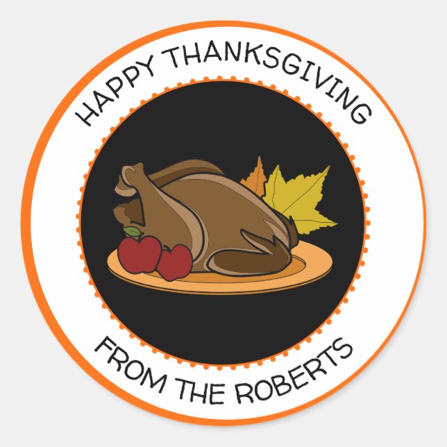 Thanksgiving Turkey Day Classic Round Sticker (Front)