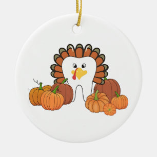 Thanksgiving Turkey Dental Dentist Teeth Ceramic Ornament