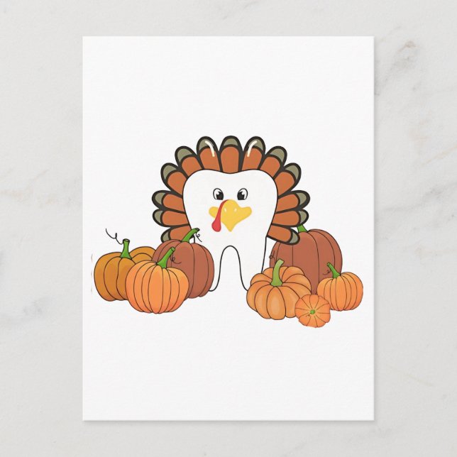 Thanksgiving Turkey Dental Dentist Teeth  Invitation Postcard (Front)