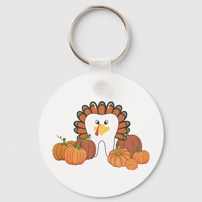 Thanksgiving Turkey Dental Dentist Teeth  Keychain (Front)