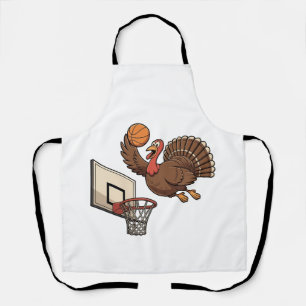 Thanksgiving Turkey Dunking Basketball Funny Apron