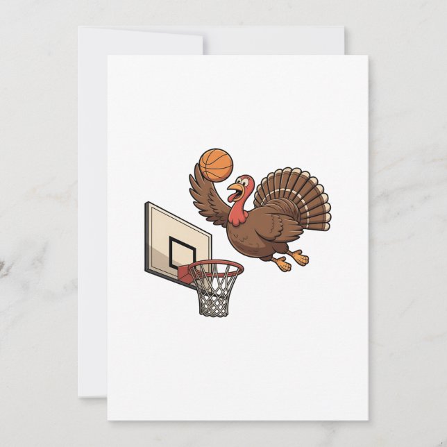 Thanksgiving Turkey Dunking Basketball Funny Card (Front)