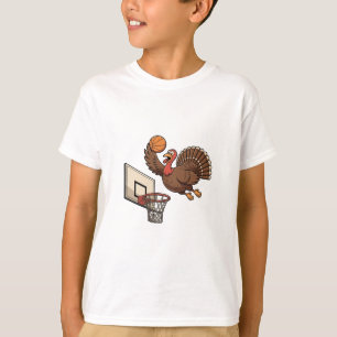 Thanksgiving Turkey Dunking Basketball Funny T-Shirt