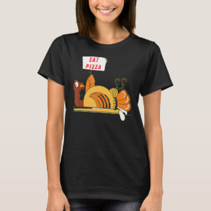 Thanksgiving Turkey Eat Pizza Adult Vegan Kids T-Shirt