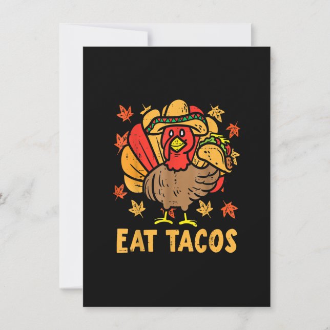 Thanksgiving Turkey Eat Tacos Funny Boys Kids Turk Invitation (Front)