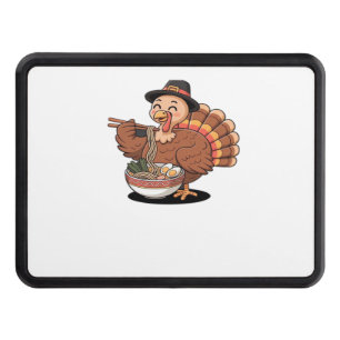 thanksgiving turkey eats ramen Oversized T-Shirt Trailer Hitch Cover
