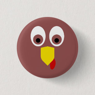 Thanksgiving Turkey Face 1 Inch Round Button