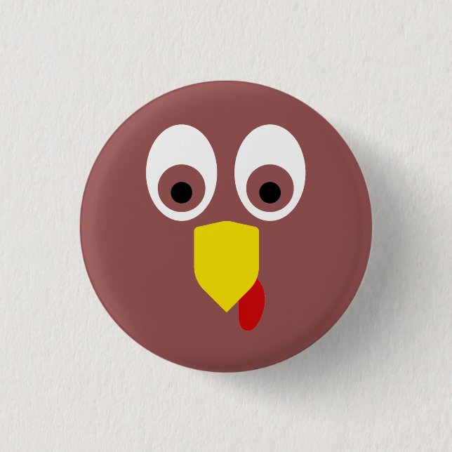 Thanksgiving Turkey Face 1 Inch Round Button (Front)