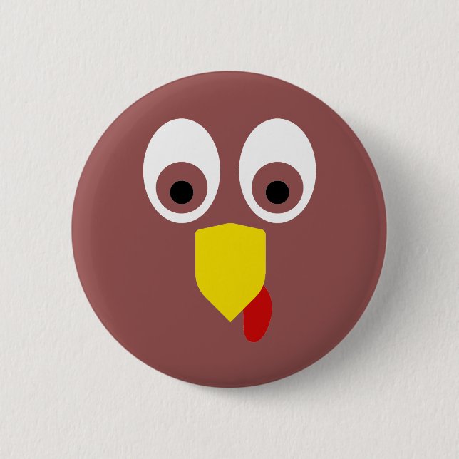 Thanksgiving Turkey Face 2 Inch Round Button (Front)